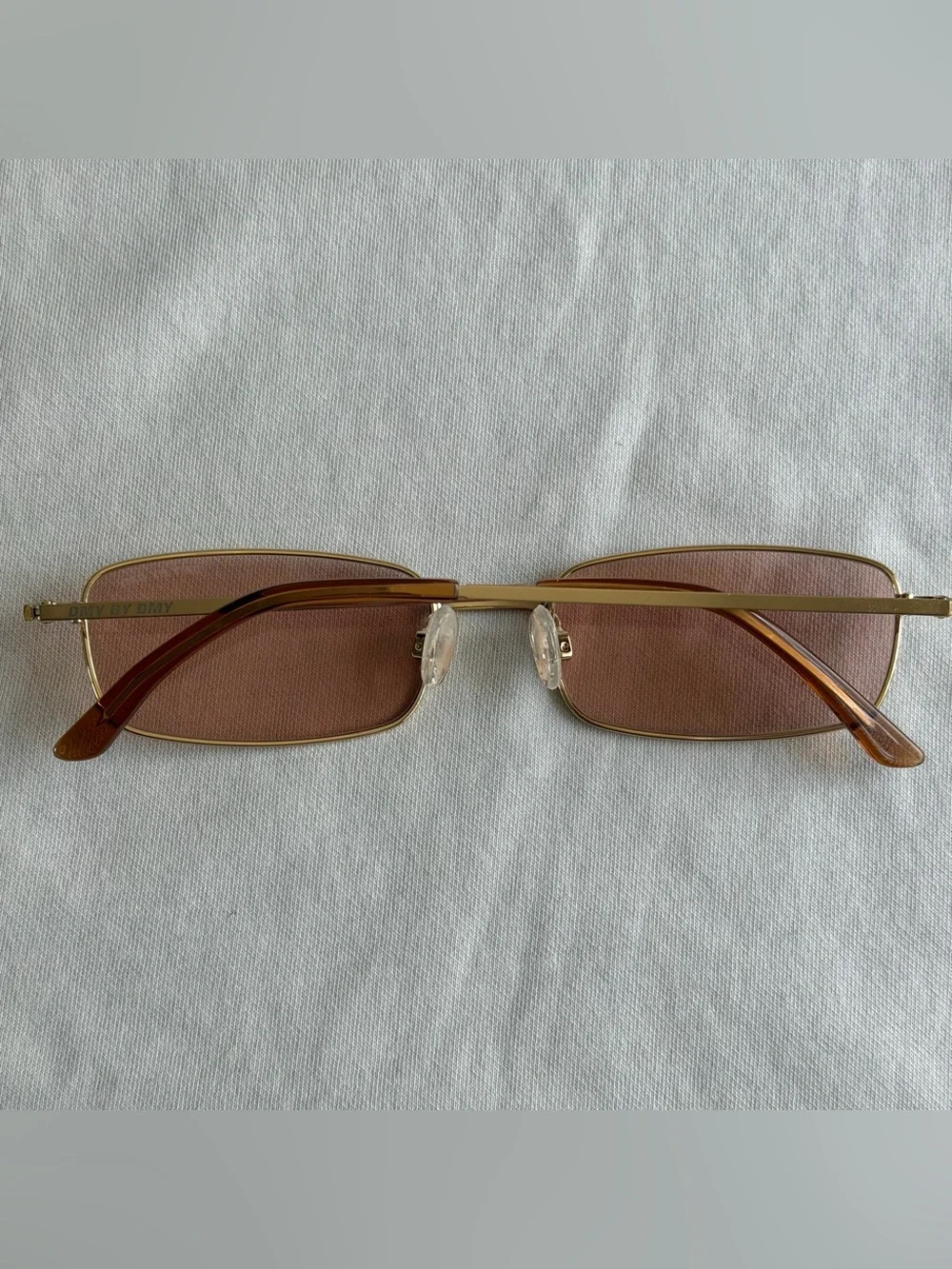 DMY BY DMY Olsen Rectangular Pink Tint Sunglasses 54 19-145 DMY05BPL Gold Frame
